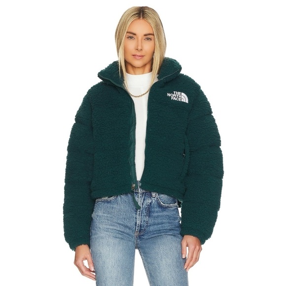 New The North Face Nuptse Sherpa Jacket Puffer High Pile Fleece Green - Picture 15 of 15